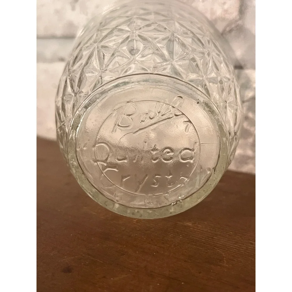 9 Vintage Ball Jars Quilted Crystal‎ Jelly Glasses Metal Flower Lids 70s Retro